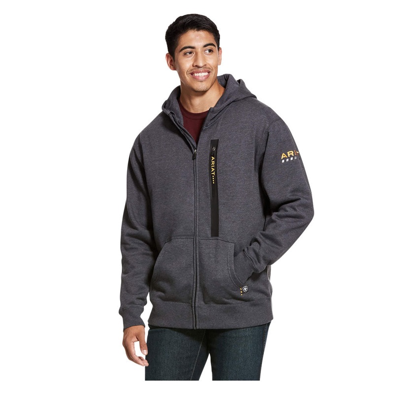 10027803 Ariat Men’s Rebar Workman Full Zip Hoodie – Charcoal Heather
