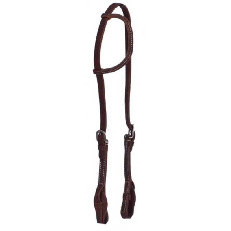 #74099: Showman Heavy Oiled leather one ear headstall with quick change bit loops