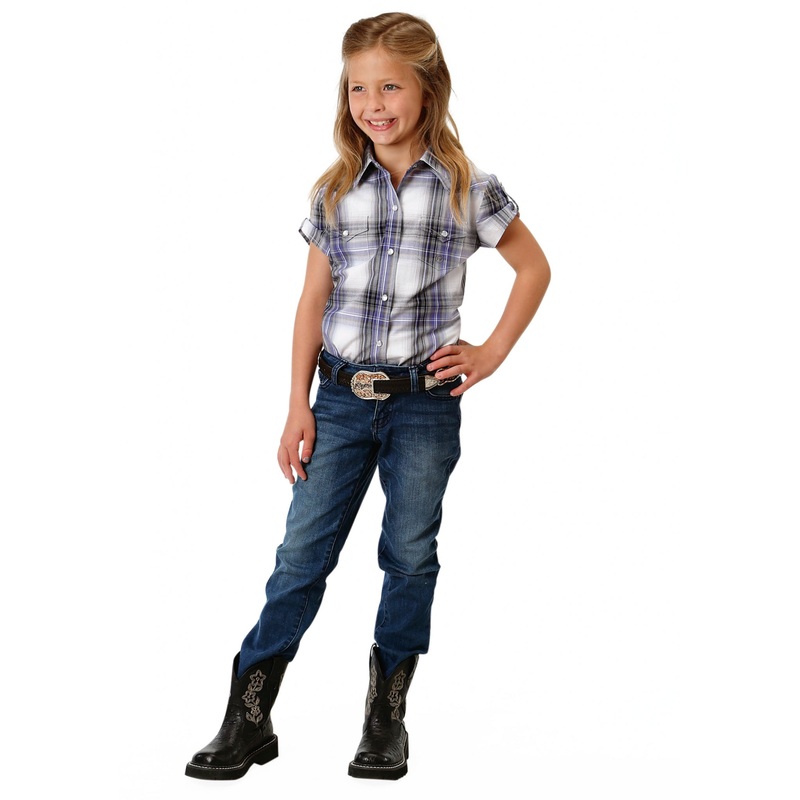Roper Girls 1523 Big Sky Plaid Short Sleeve Shirt