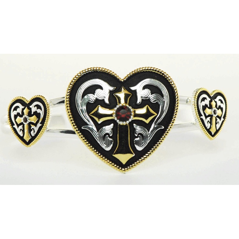 Western Edge Jewelry Western Heart And Cross Bracelet