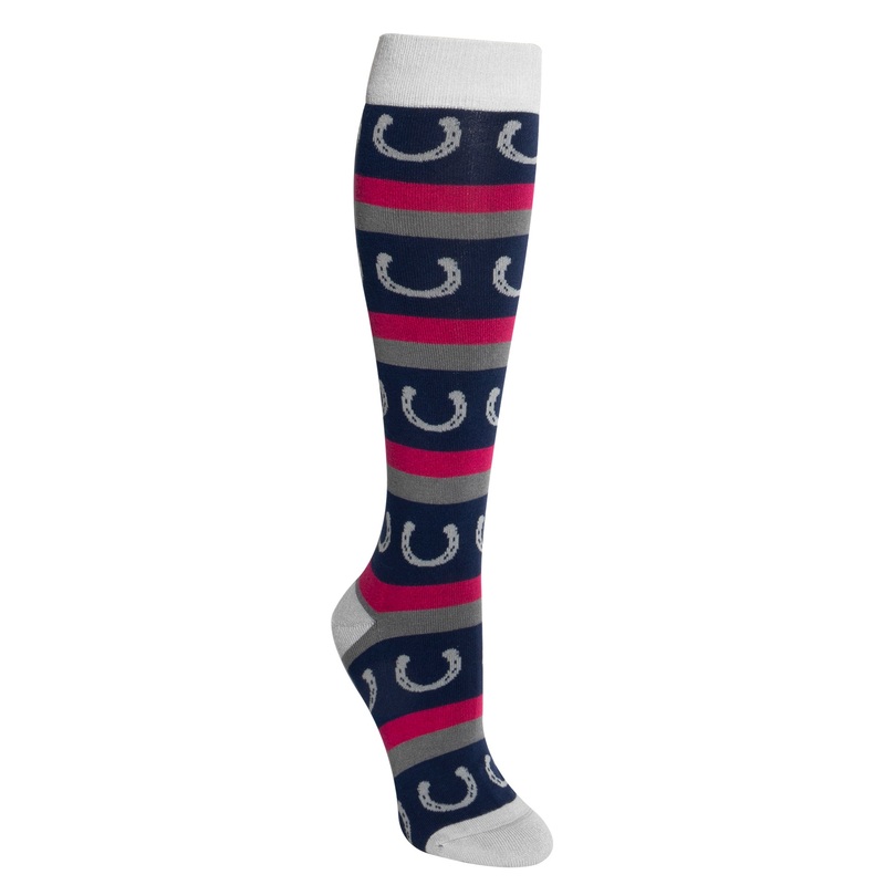 Women’s Bamboo Boot Sock – Blue Horseshoe