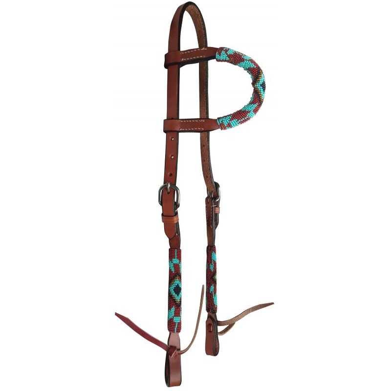 #14409: Showman  Beaded one ear headstall with southwest design