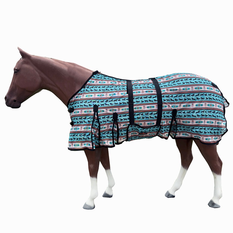69 In – 84 In Hilason Horse Fly Sheet Uv Protect Mesh Bug Mosquito Summer White Turquoise