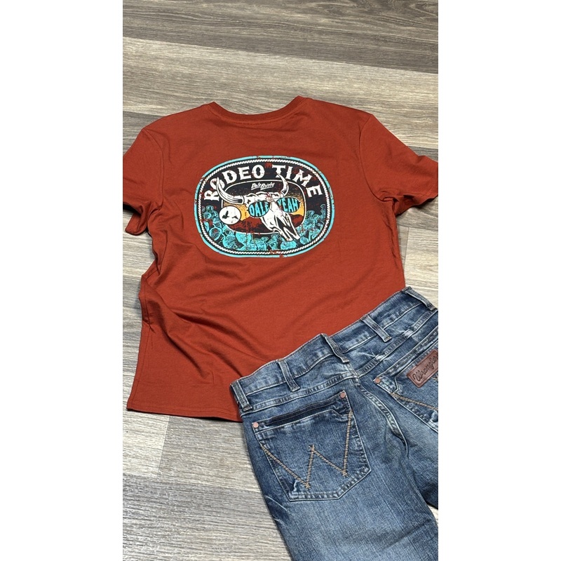 Dale Brisby Rodeo Time Tee ~ Rust