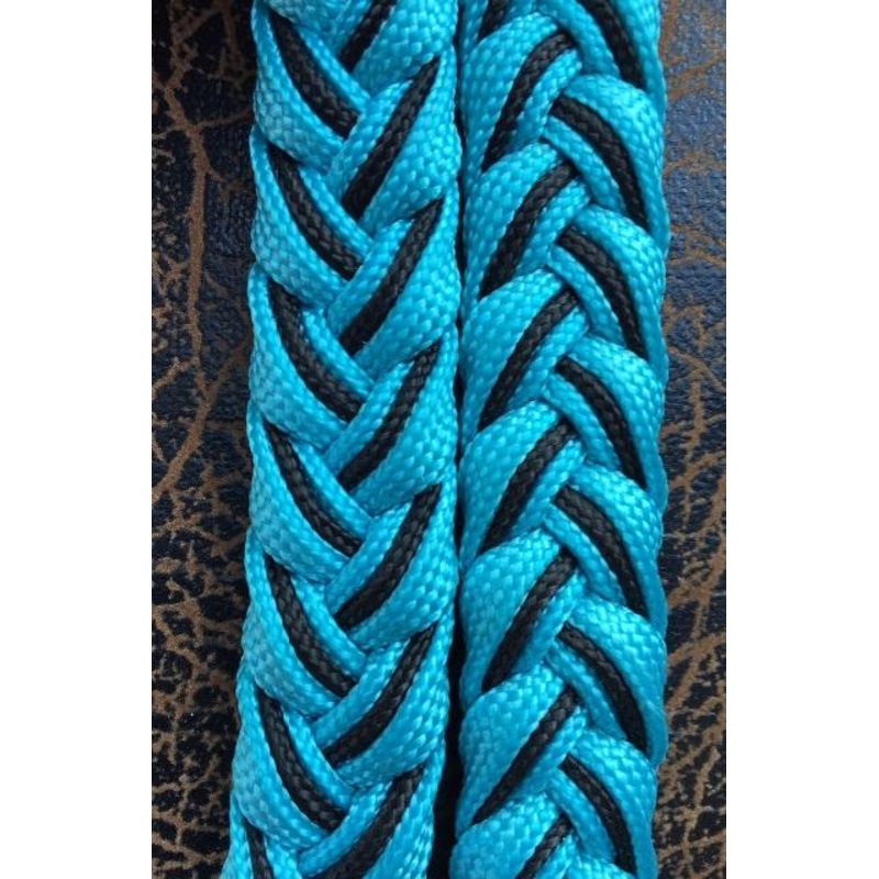 Martha Josey Super Knot Barrel Rein Turquoise/Black pony size