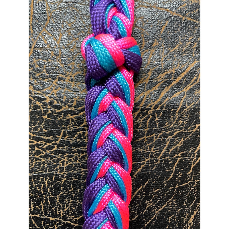 Martha Josey Super Knot Barrel Racing Rein Purple/Turquoise/Hot Pink