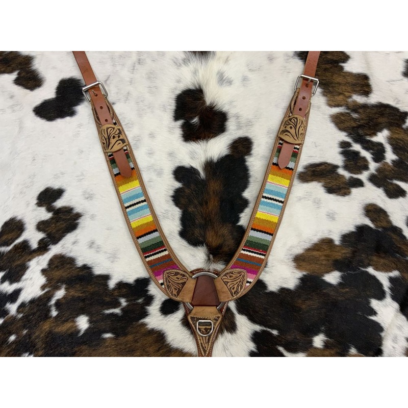 Showman Wool Serape Saddle Blanket Medium Leather Pulling Collar
