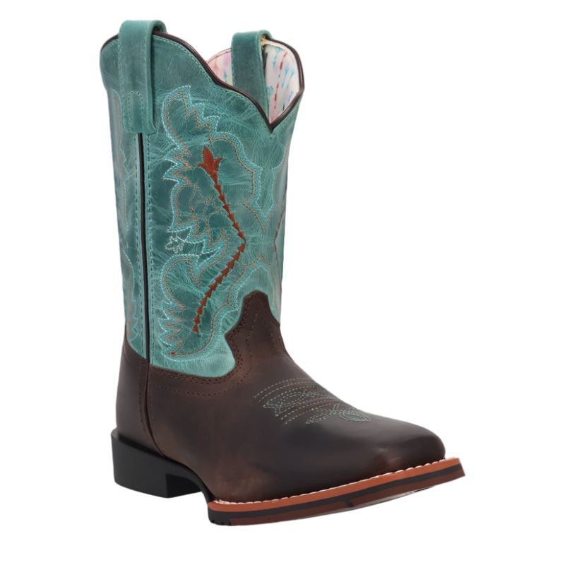 DPC5002 Dan Post Salina Leather Youth Cowboy Boot – Chocolate Turquoise