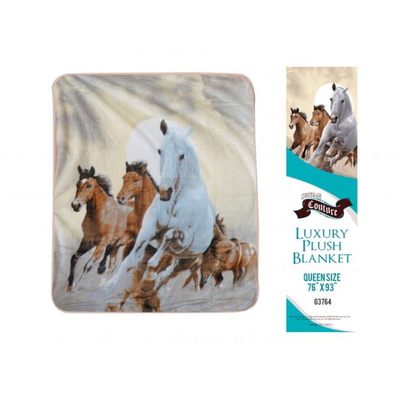 #G3764: Showman CoutureLuxury plush blanket with desert horseprint