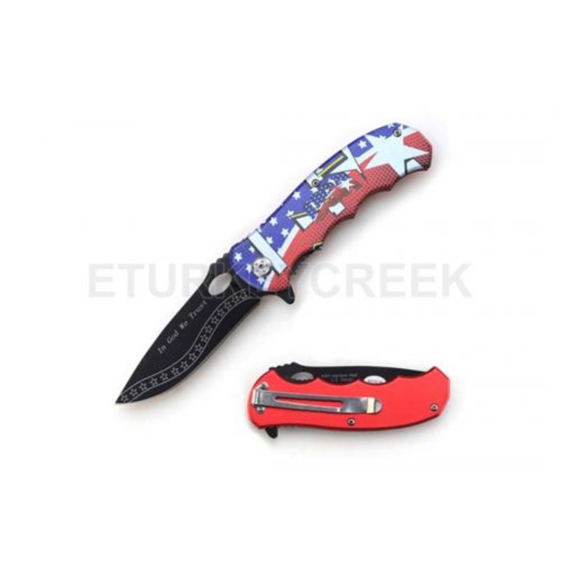 #PK963SF2: ” In God We Trust ” Tactical Folder Spring Assisted Knife