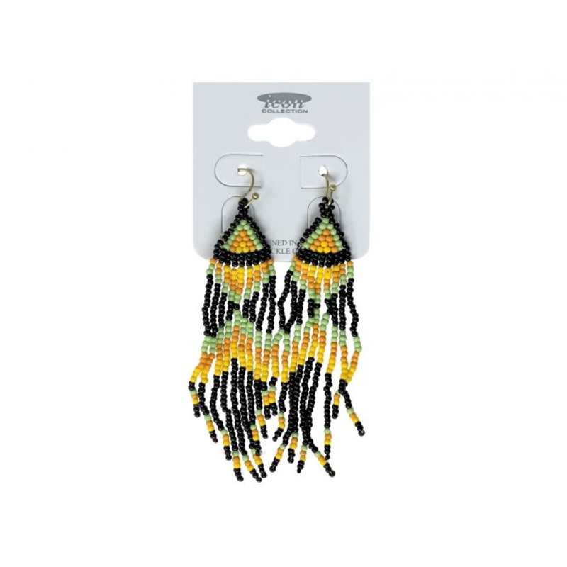 A set of large teardrop shaped beaded earrings