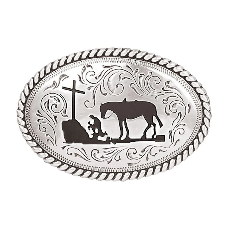 Praying Cowboy Belt Buckle ~ Youth
