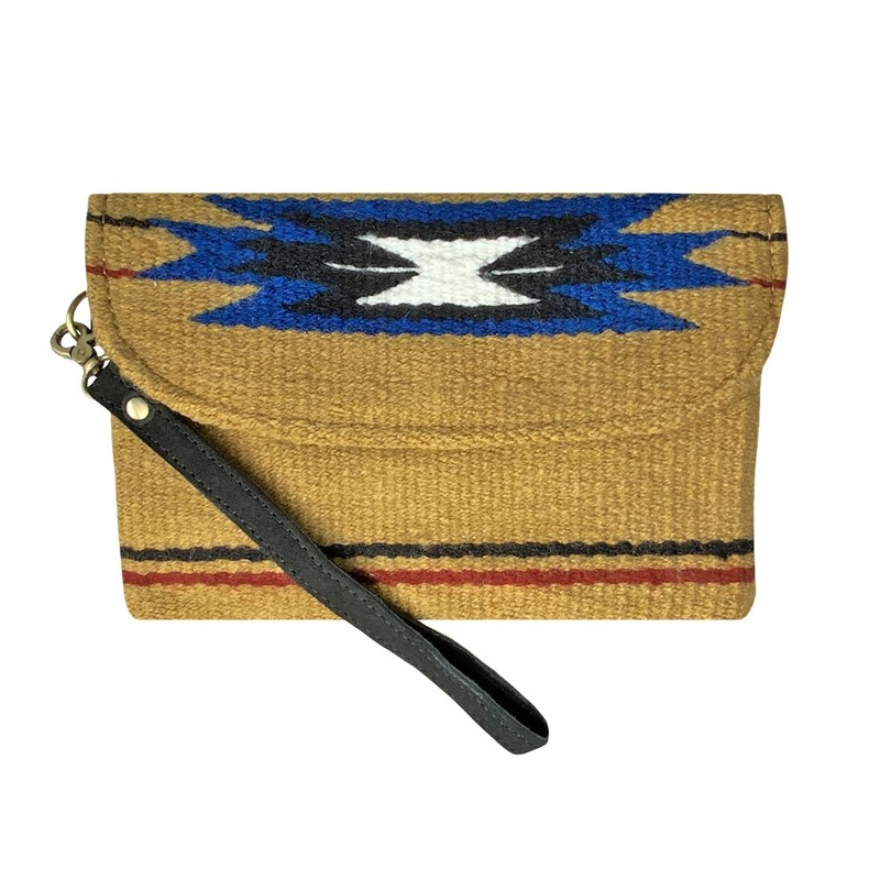 Showman  100% Wool Tan Southwest Design Saddle Blanket Wristlet