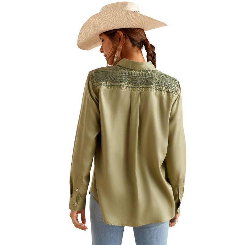 10048990 Ariat Women’s Erika Long Sleeve Western Shirt – Sage Green