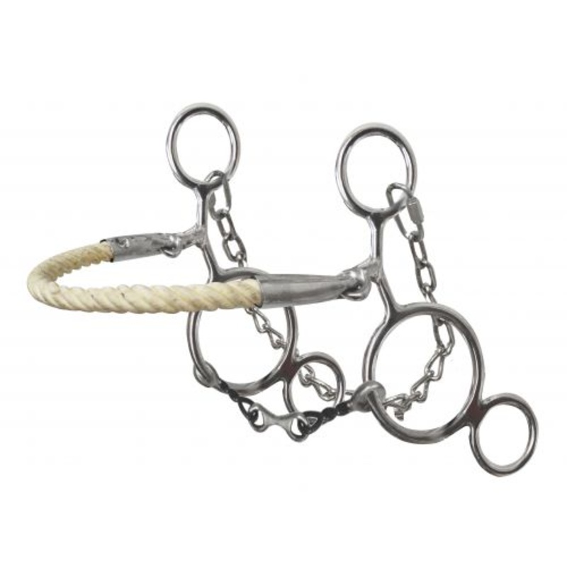 #15120: Showman  stainless steel rope nose hackamore with twisted dog bone mouth