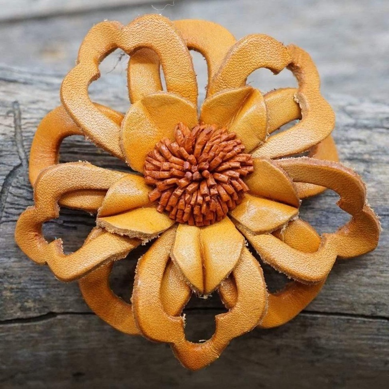 Orange Lotus Leather Flower