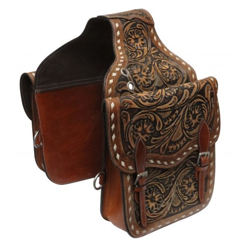 #SB-58: Showman  Tooled leather saddle bag