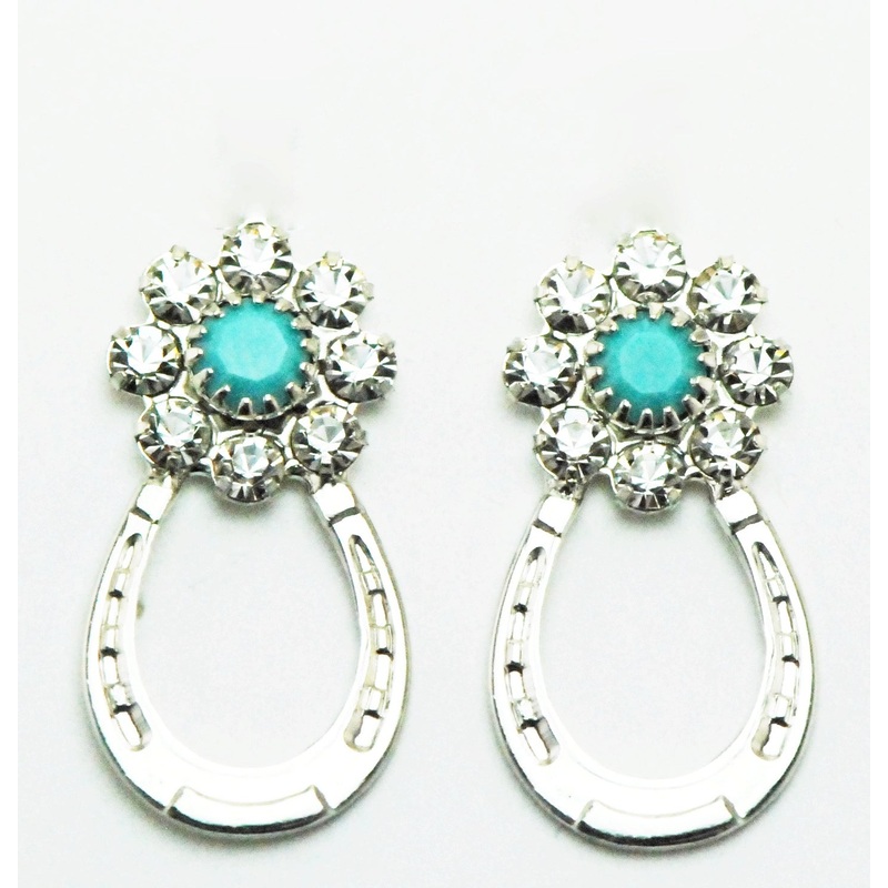 Western Edge Crystal Flower Horseshoe Earrings