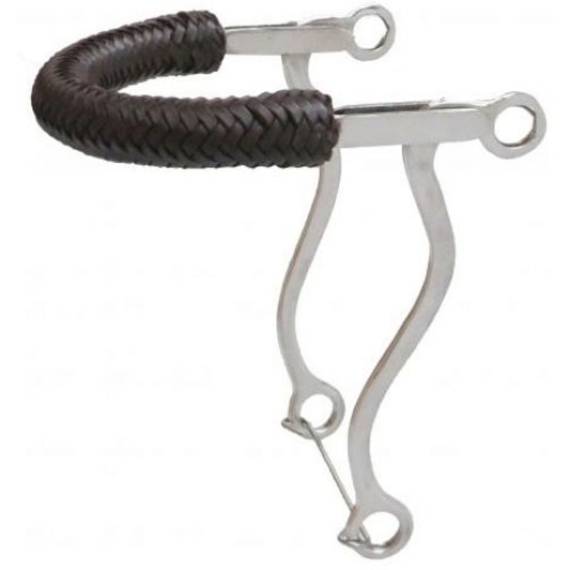 #1317: Showman Braided leather nose stainless steel hackamore
