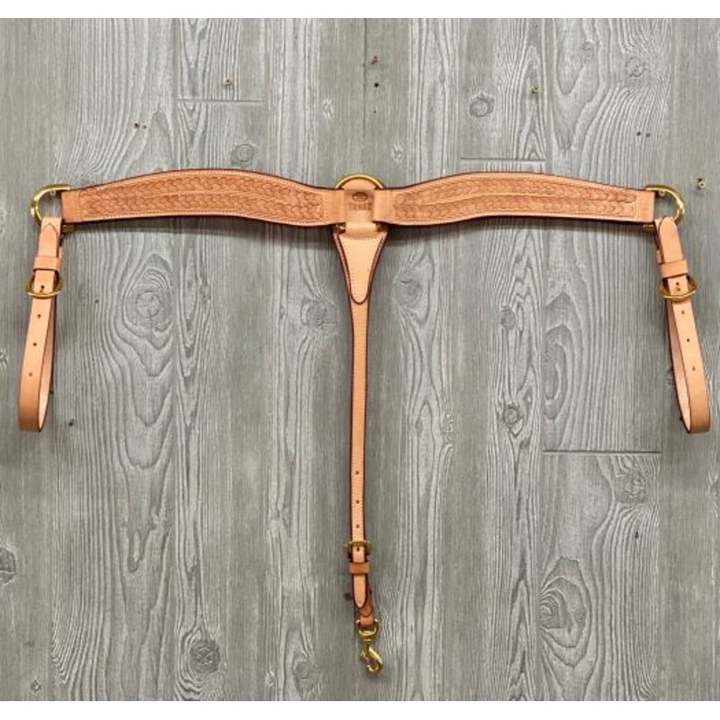 Hand stamped border breast strap w/brass
