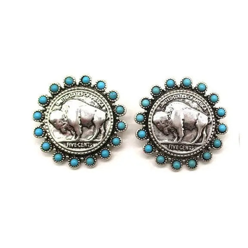 Western Buffalo Coin Earrings