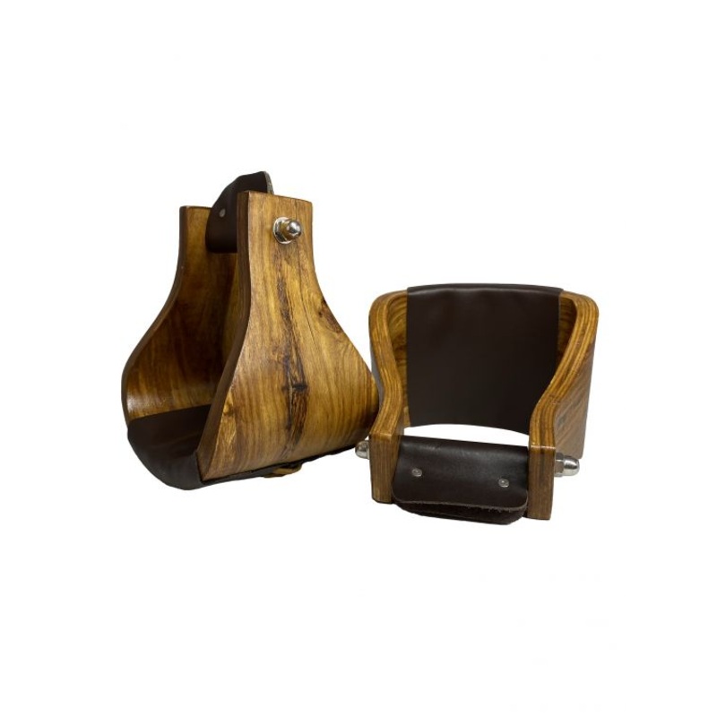 Showman Extra Wide Polished Ashwood wooden stirrups
