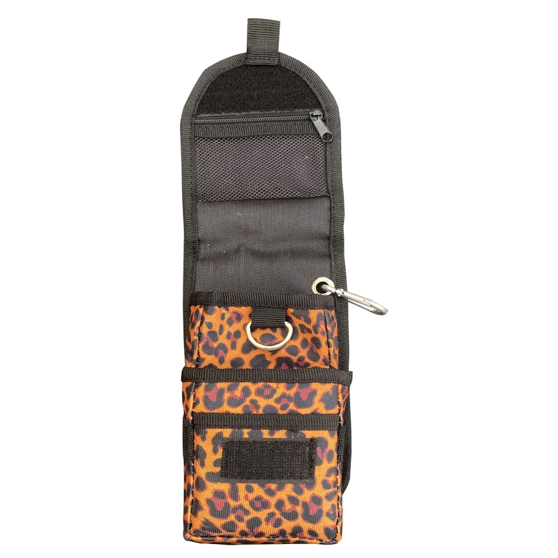 Showman Leopard print codura cell phone/accessory case with velcro closure and zipper pocket