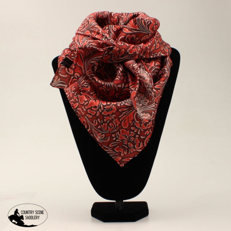 Wild Rag 100% Silk, Western Floral Red