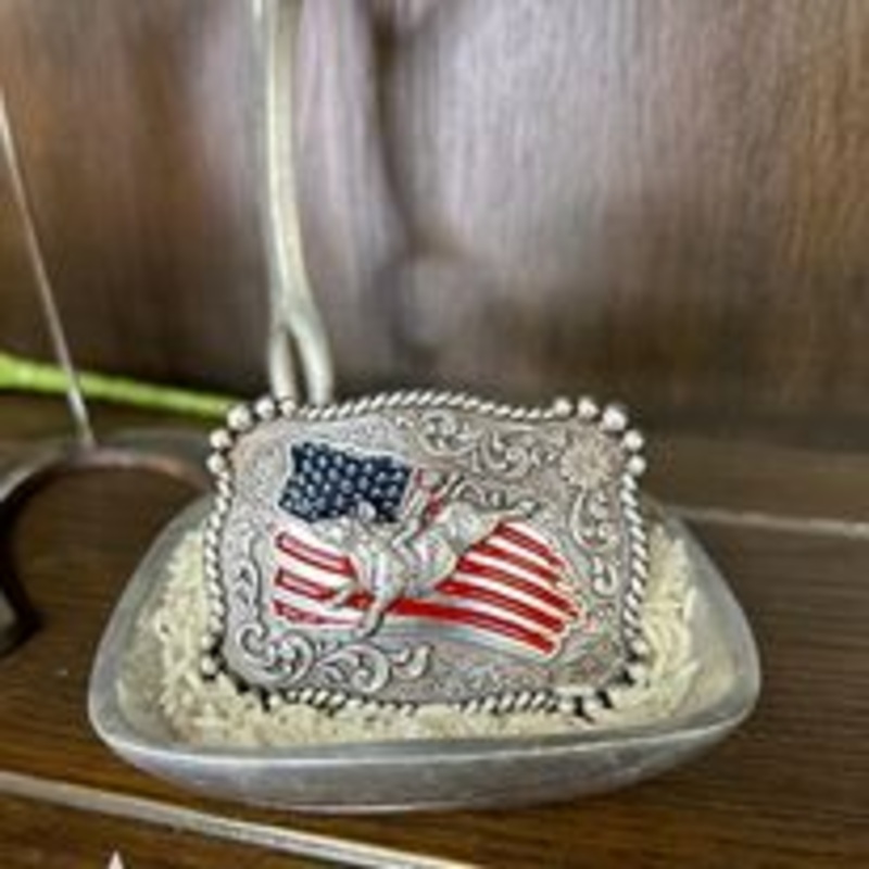 Flag W/Bull Rider Belt Buckle ~ Youth