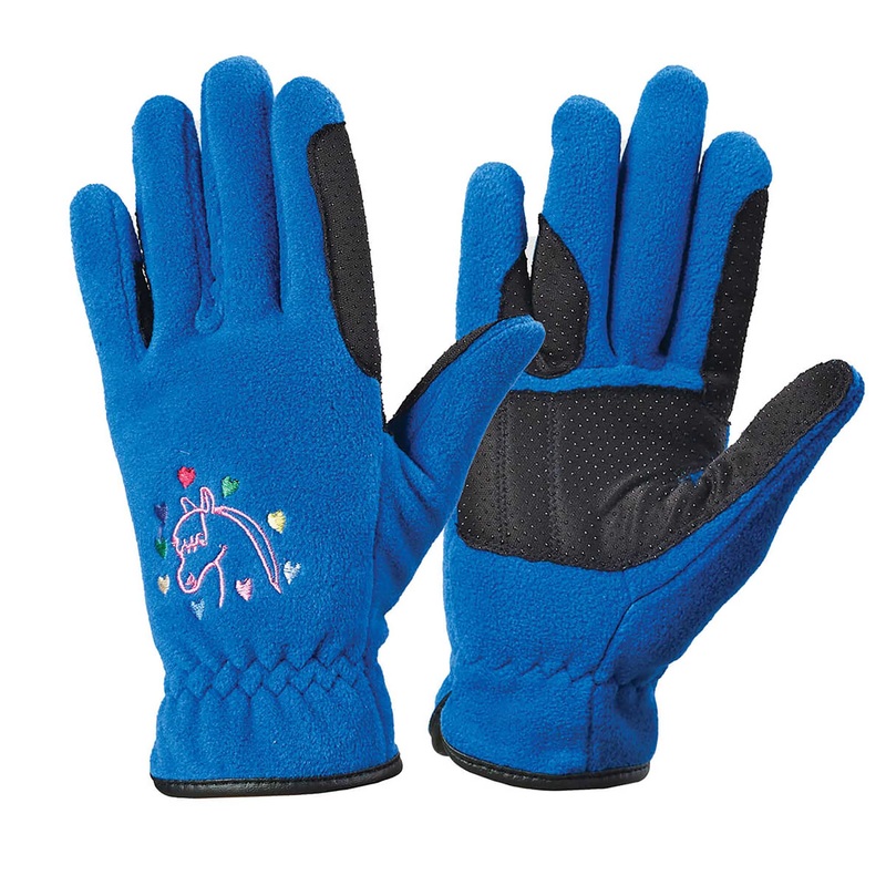Kids’ Embroidered Fleece Winter Riding Gloves – Royal