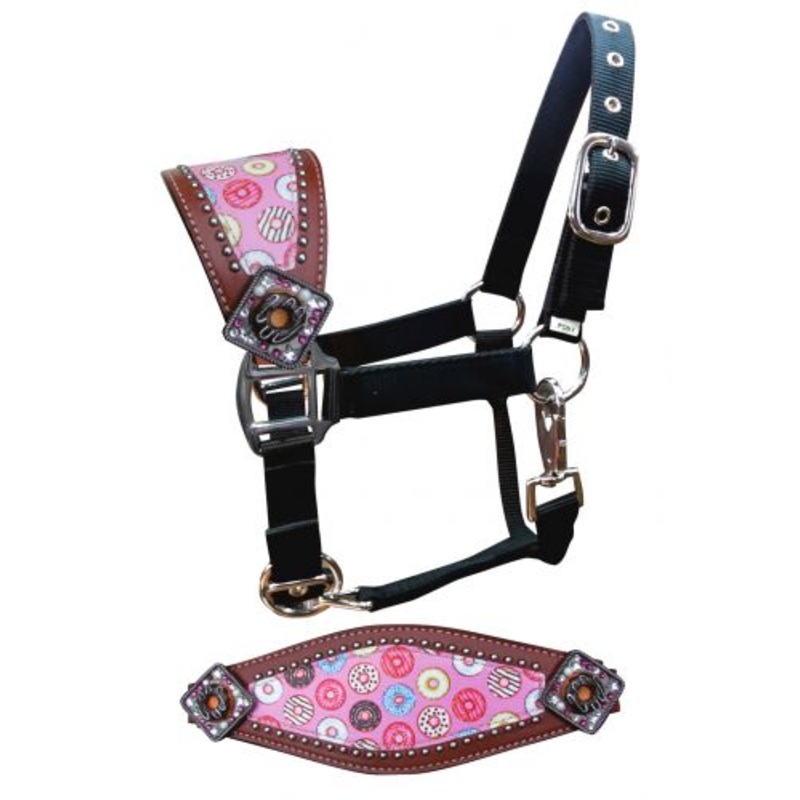 #16674: Showman Pony SizeDonuts inlay bronc nose halter