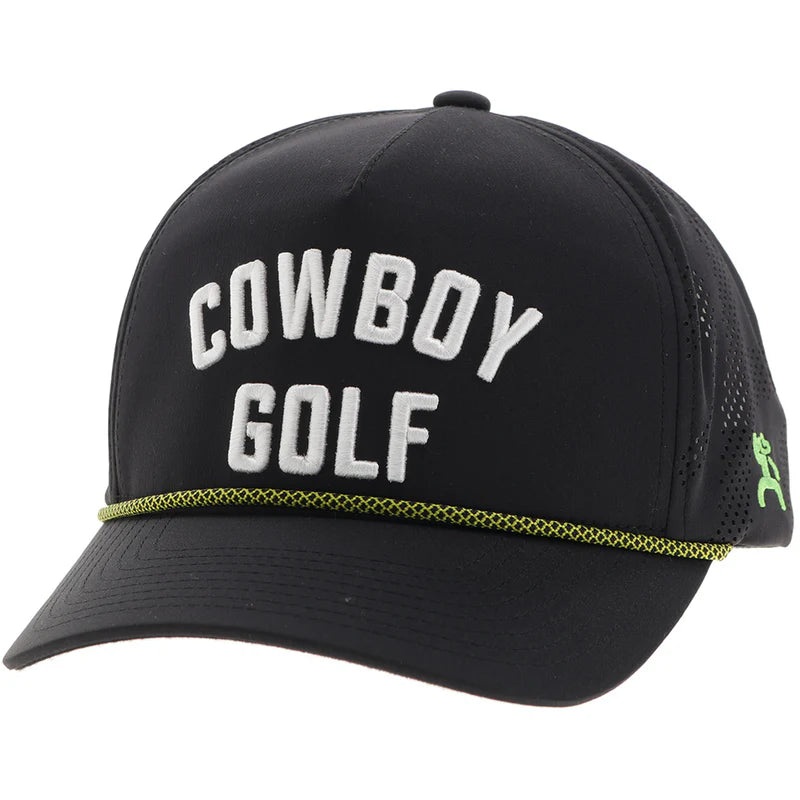 “Cowboy Golf” Hat Black w/White Stitching