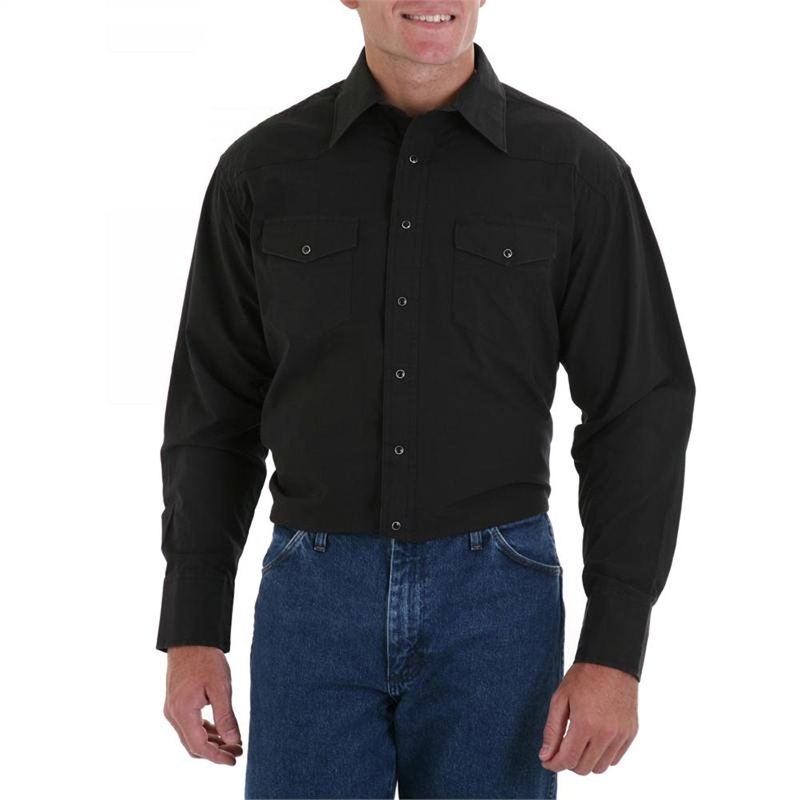 71105BK Wrangler Men’s Black  Long Sleeve Western Snap Shirt