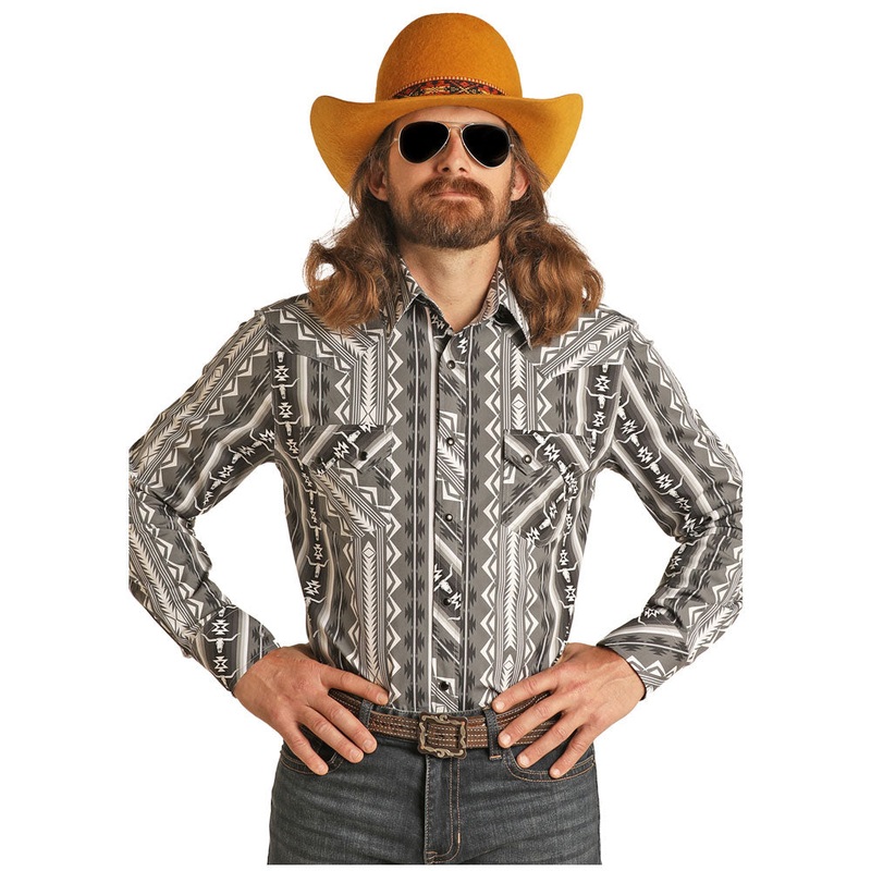 RRMSOSR08T Rock & Roll Men’s Dale Brisby Long Sleeve Aztec Stripe Western Snap Shirt