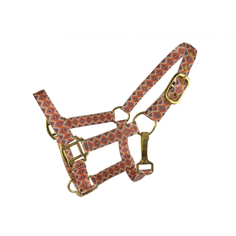 Showman  Premium nylon Aztec print halter with brass hardware