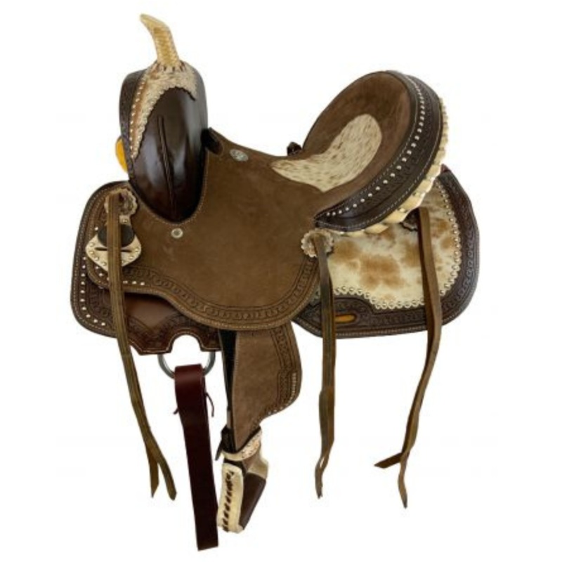 12″ DOUBLE T  YOUTH HARD SEAT BARREL SADDLE WITH COWHIDE SEAT
