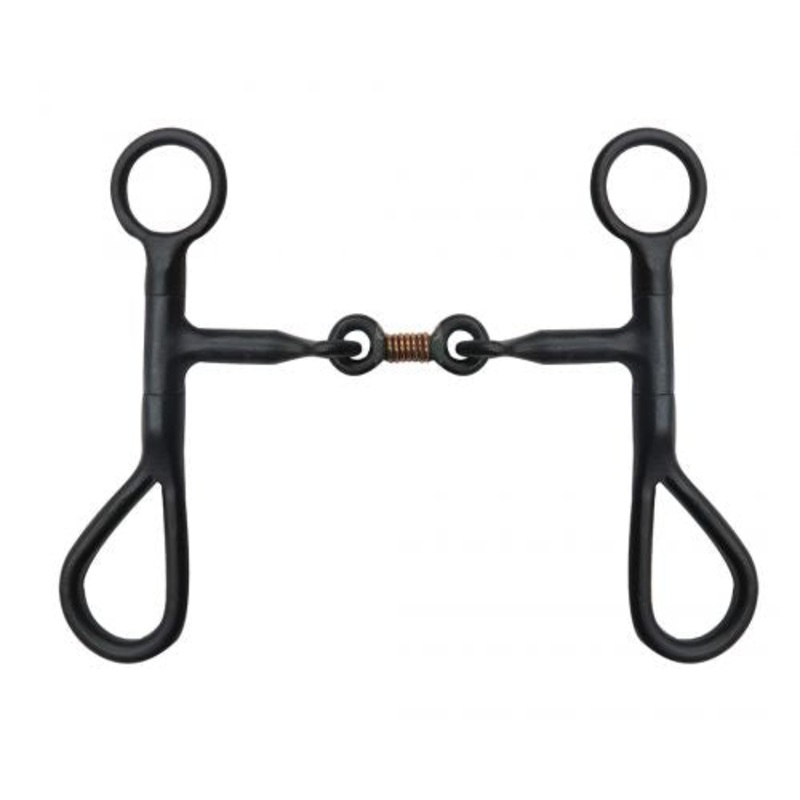 #26-1143: Showman  Black steel copper wrapped dog bone bit with swivel cheeks