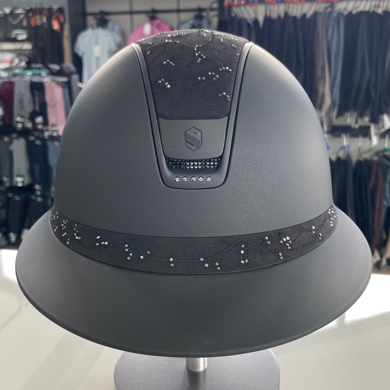 Samshield Miss Shield Black Matt with 5 crystals, crystal leaf top and frontal band 2.0 (M and L available)- in stock and ready to ship!