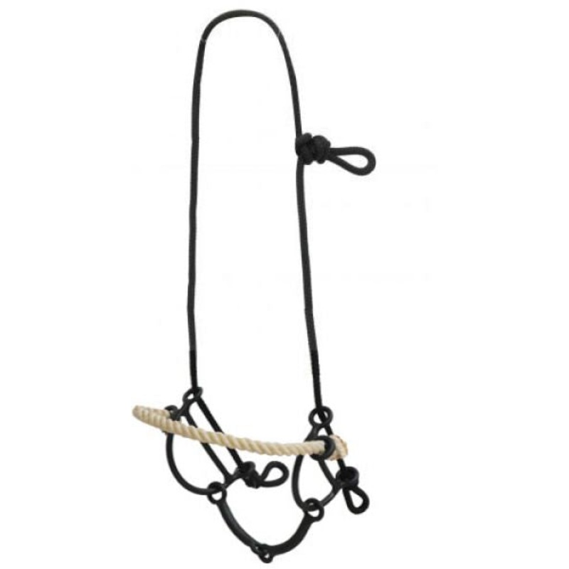 #25075: Showman  Rope gag headstall with sweet iron mouth bit