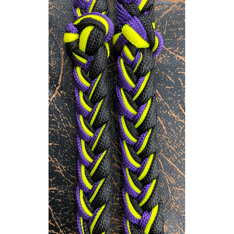 Martha Josey Super Knot Barrel Racing Rein Purple/Yellow/Black