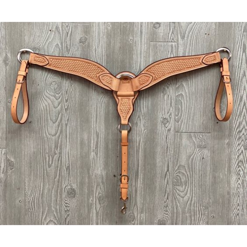 Pro steer breast strap hand tooled basket ss hardware