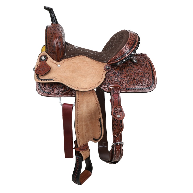 15″ Double T Classic Stitch Desert Lace Barrel Saddle