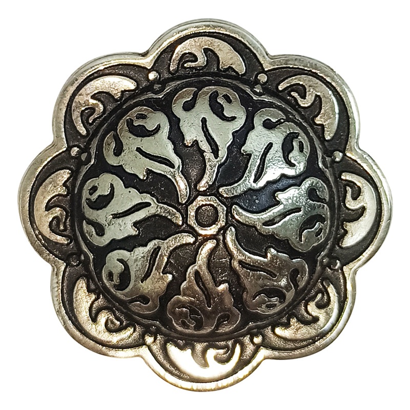 Western Screw Back Black Inlay Engraved Concho Nickle Cowgirl Hilason