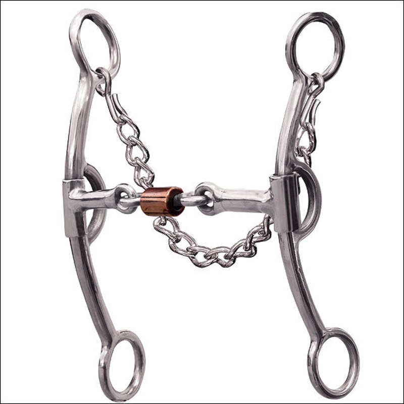 6.75″ Professional Choice Derby Horse Bit 3 Piece Smooth Dog-Bone Mouthpiece