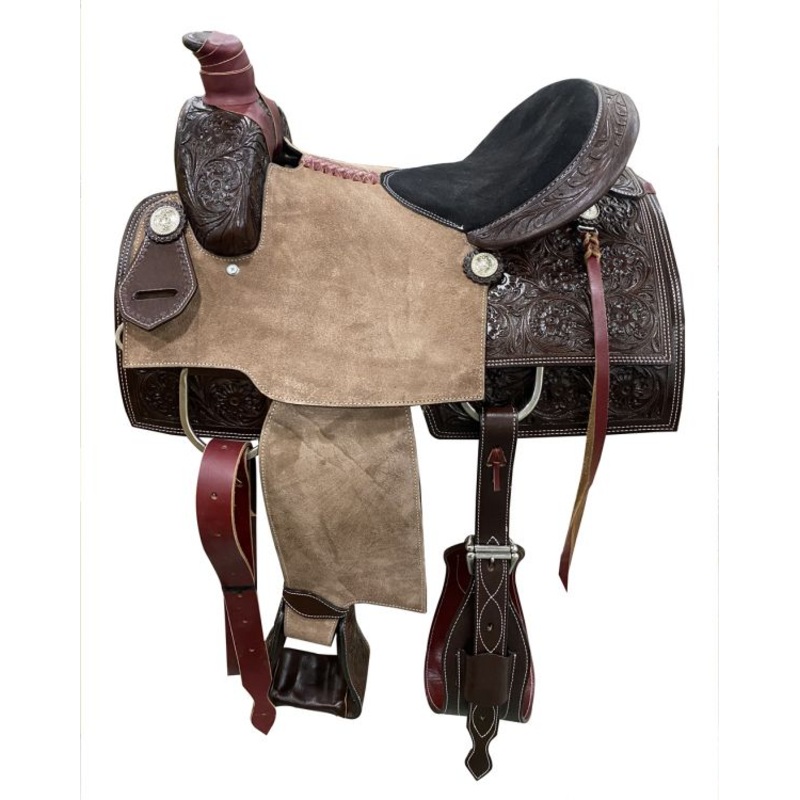 *ONE OF KIND*- 16″ Dark Oil Roping Saddle w/ Rough Out Fenders/ Jockeys with a Bicycle Seat-ROPING WARRANTY-FREE SHIPPING