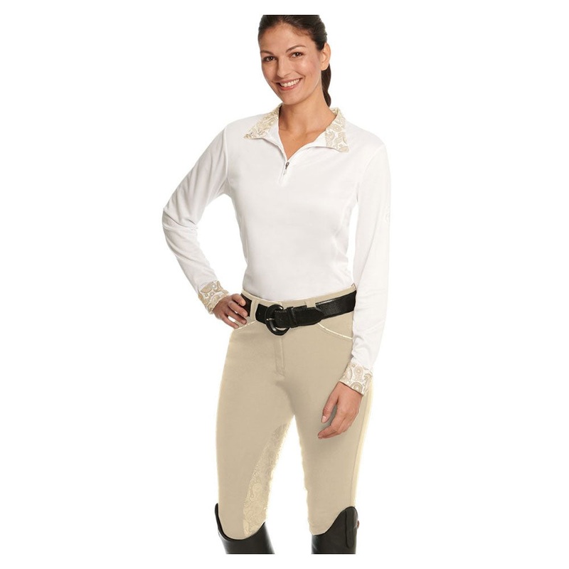 470705 Ovation Women’s Destiny Extend GripTec Knee Patch Breeches Show Tan