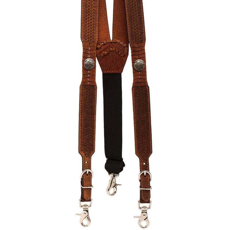 X Large Nocona Belt Mens Buffalo Nickel Basket Leather Suspender Tan