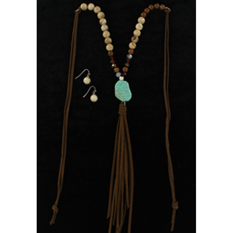 Blazin Roxx Stone Beads Fringe Jewelry Set