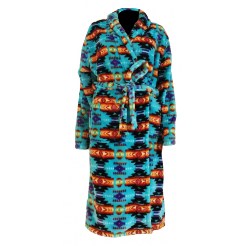 Turquoise southwest design silk touch bath robe