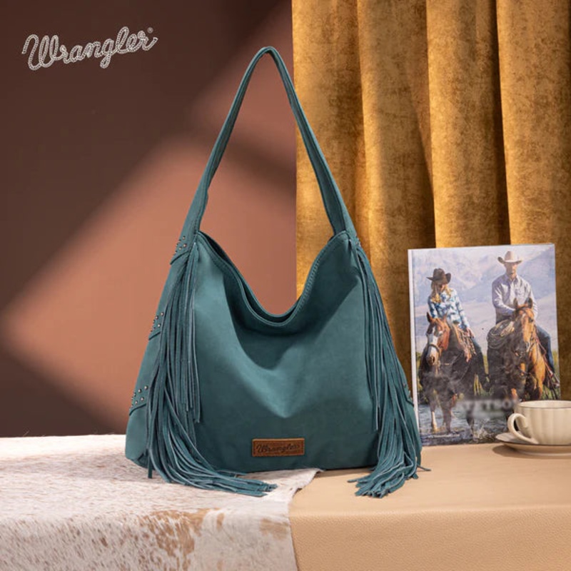 Wrangler Fringe Studded Hobo Bag ~ Turquoise